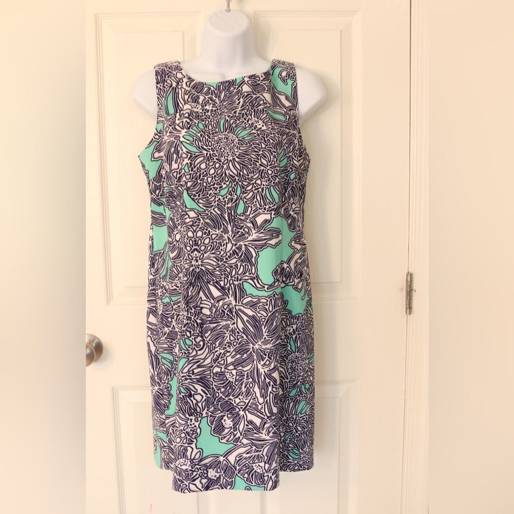 Amanda Lane Dress Blue And Teal Floral Size 6 Petite